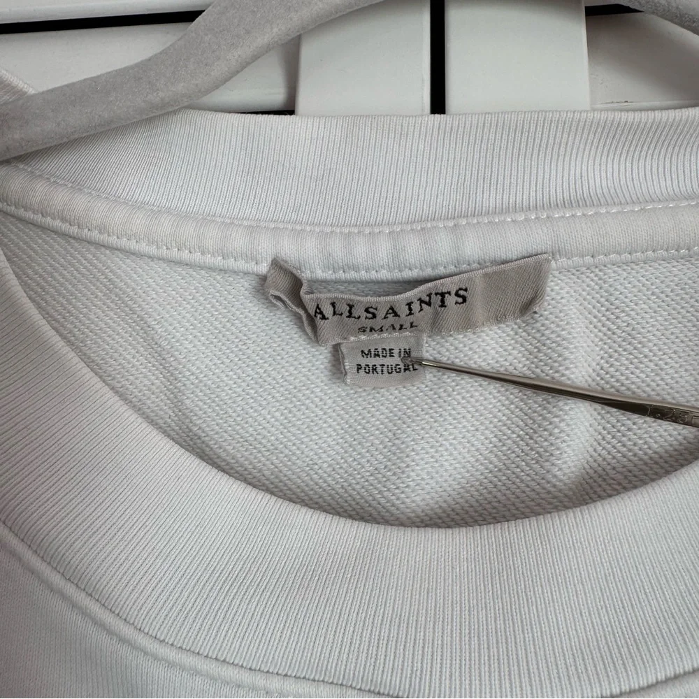 All Saints Wingan Enrico Cropped Sweatshirt in White Size Small - Picture 4 of 8